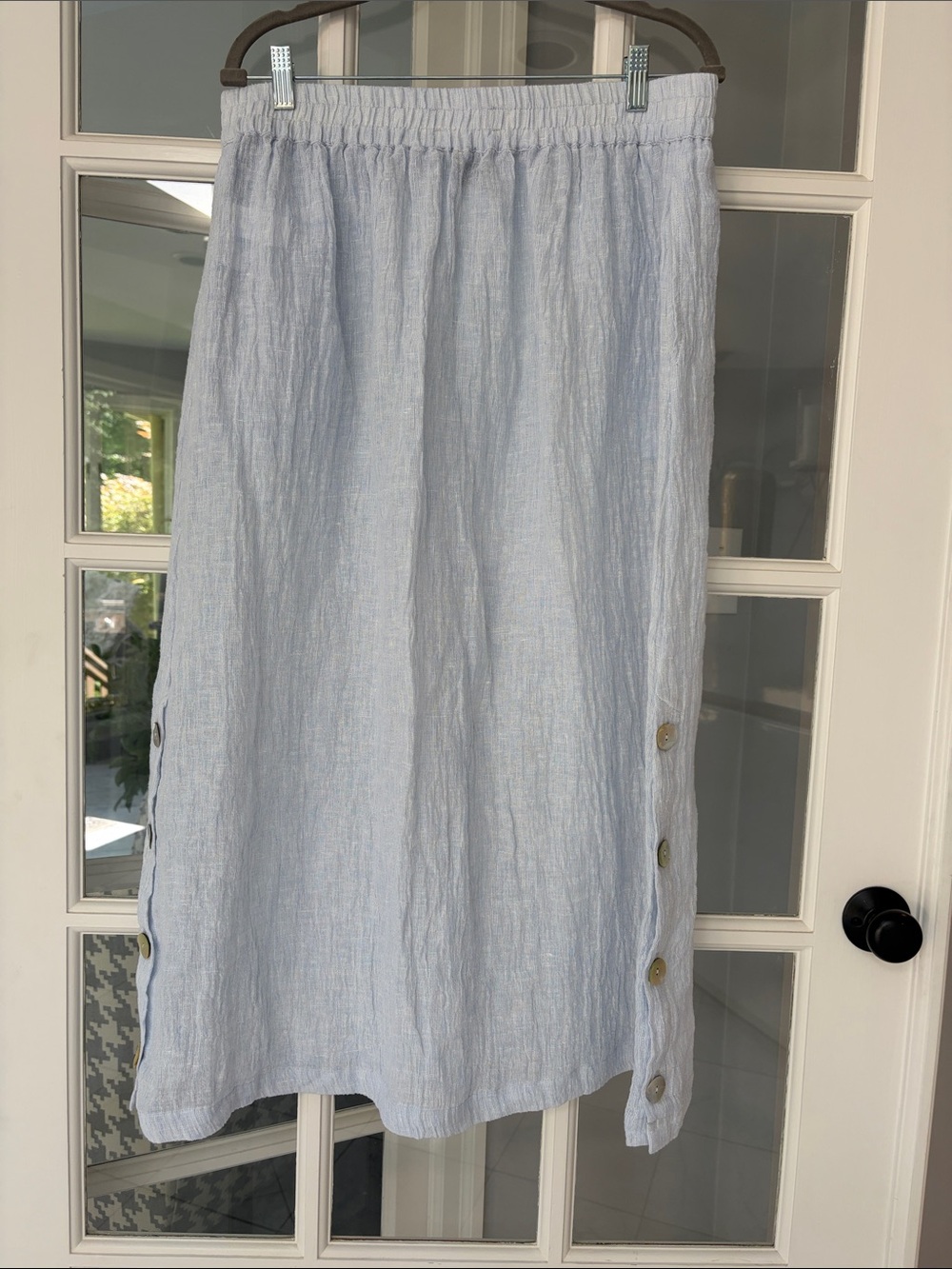 NEW TAHARI BLUE LINEN DRAWSTRING WAIST MAXI SKIRT SIZE Xl - Picture 4 of 4